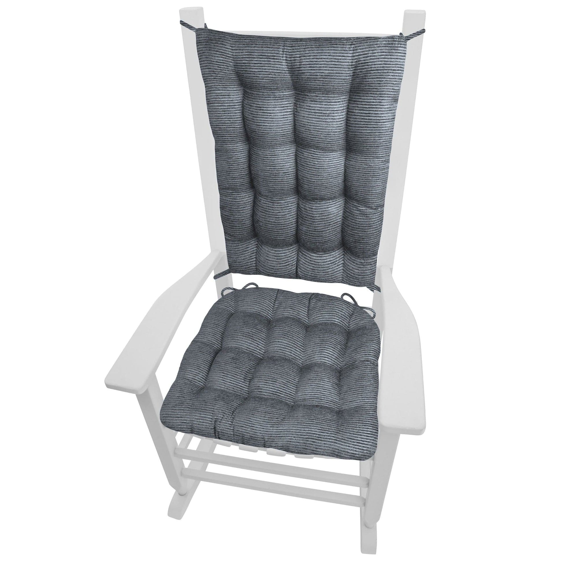 Chenille Rib Slate Grey Rocking Chair Cushion - Barnett Home Decor - Grey