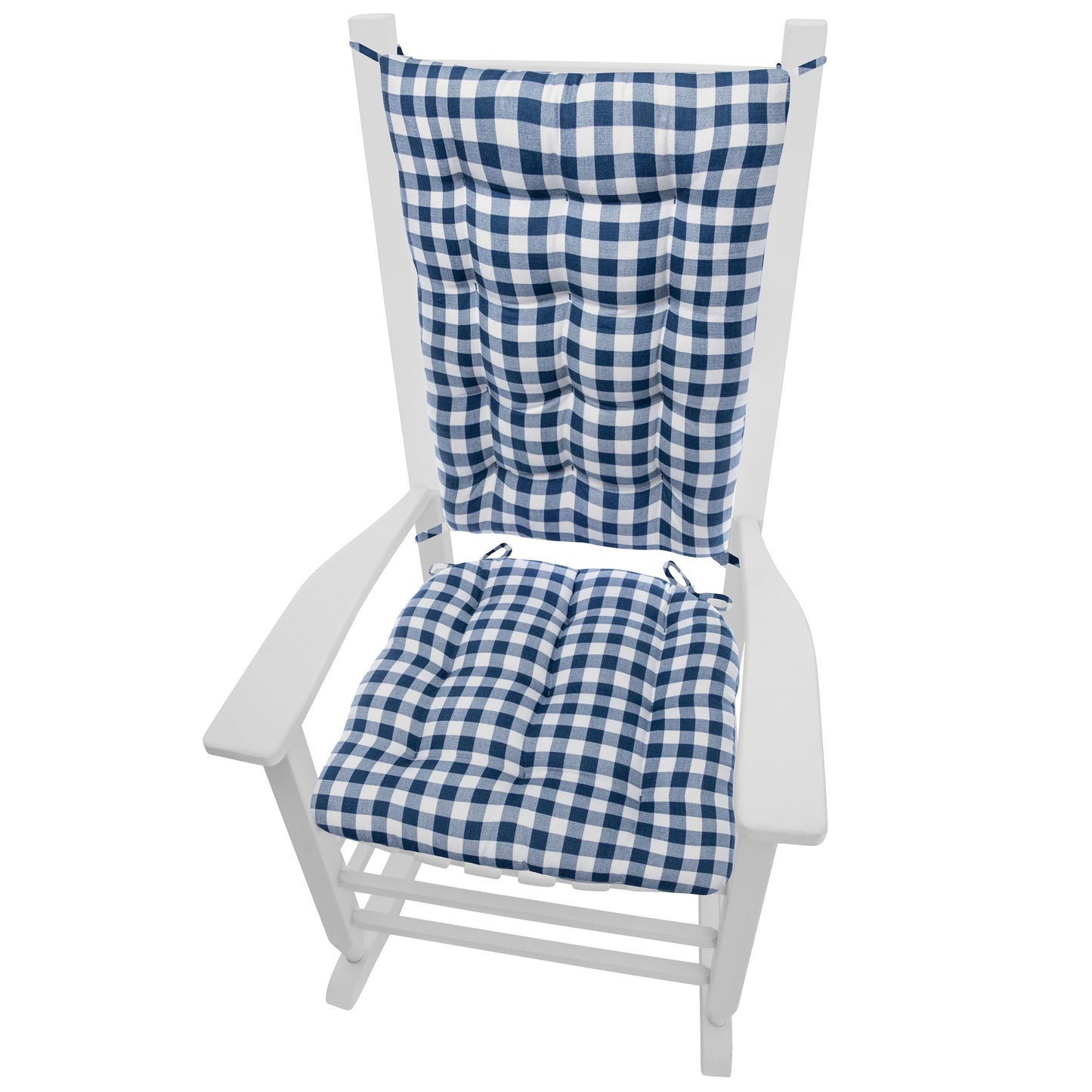 Classic Check Blue Rocking Chair Cushions | Barnett Home Decor | Blue | White 