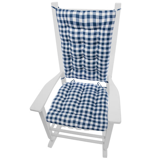 Classic Check Blue Rocking Chair Cushions | Barnett Home Decor | Blue | White 