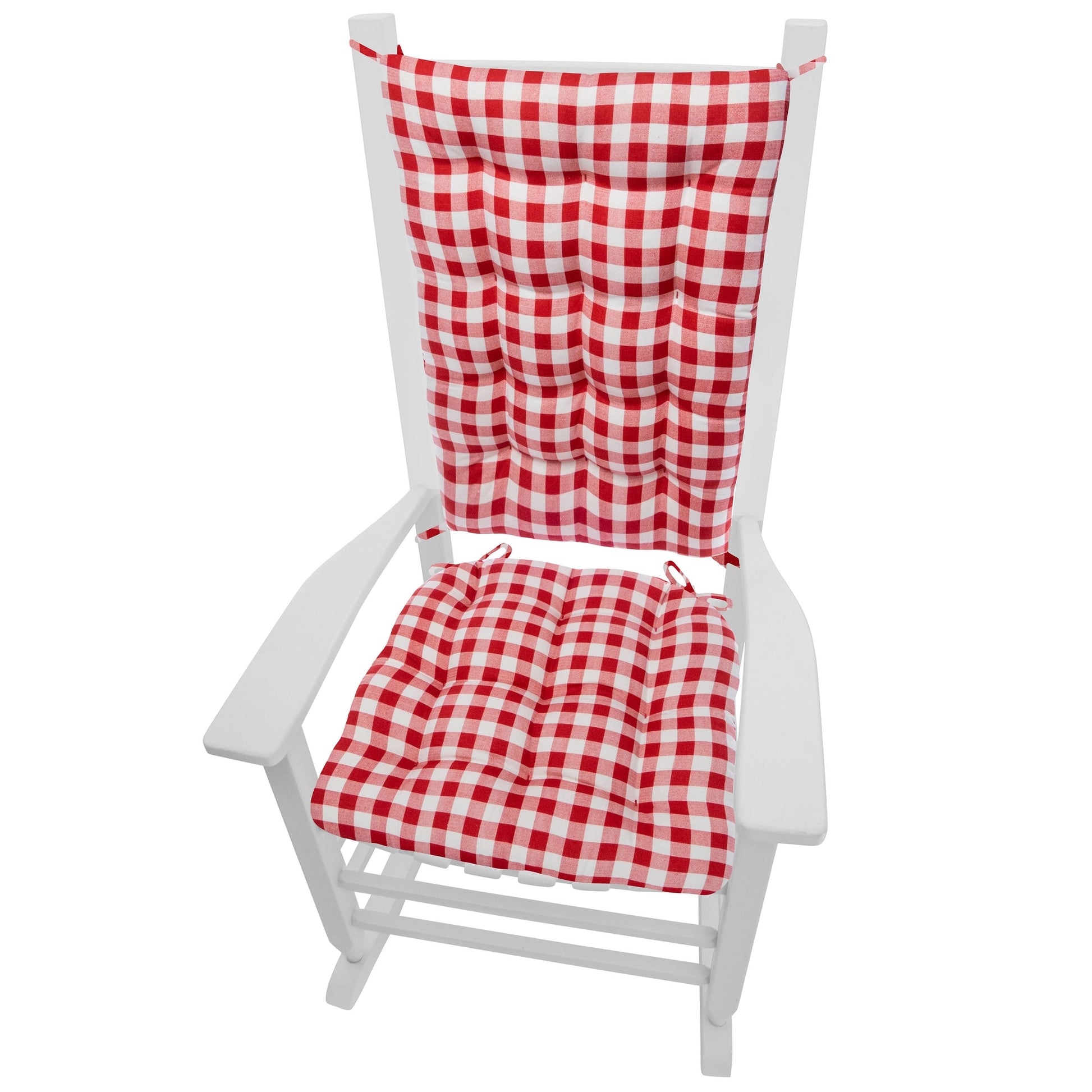 Classic Check Red Rocking Chair Cushions | Barnett Home Decor | Red | Plaid | Farm