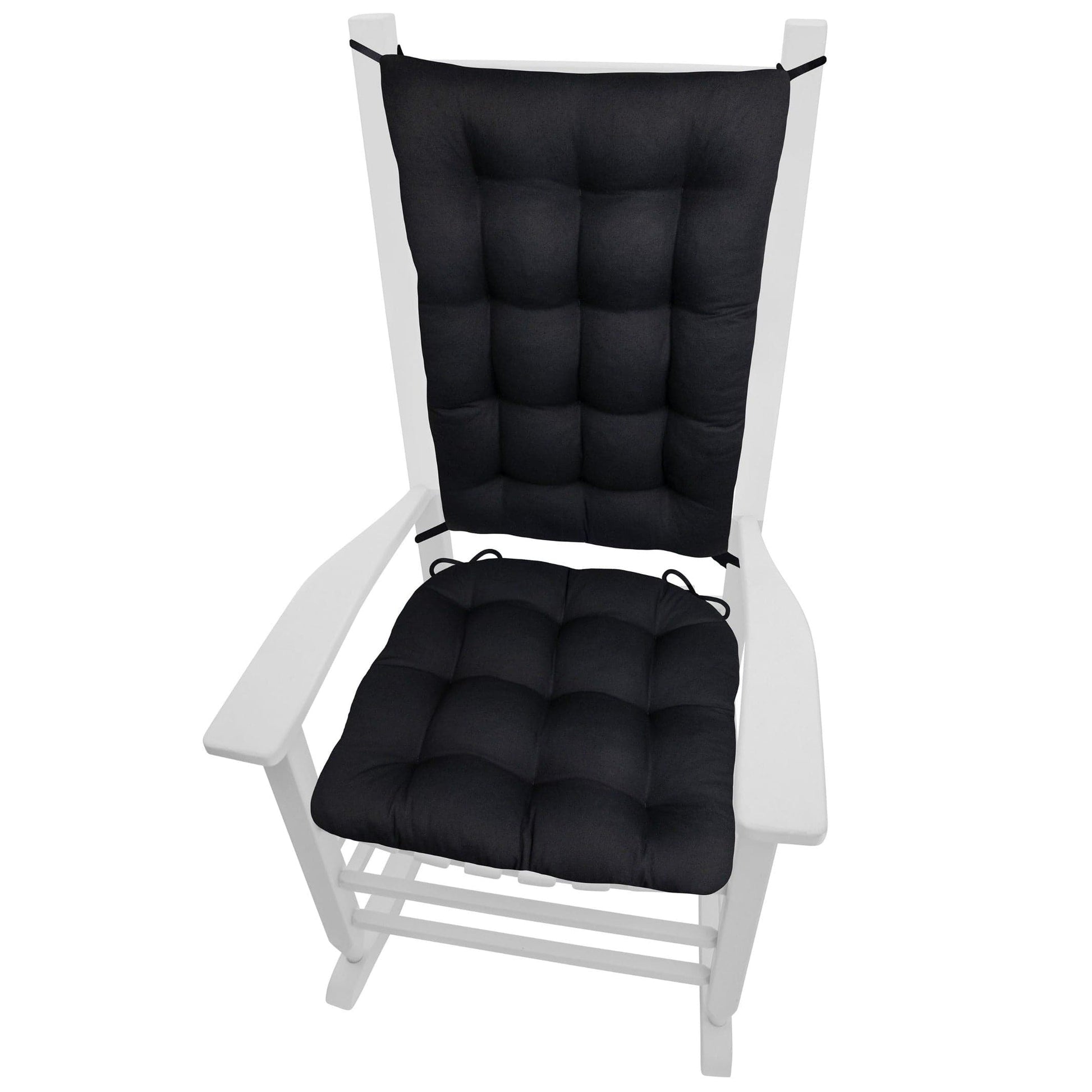 Cotton Duck Black Rocking Chair Cushions - Barnett Home Decor - Black - Dark - Obsidian - Onyx