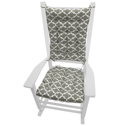 Fulton Ogee Grey Indoor/Outdoor Rocking Chair Cushions - Barnett Home Decor - Grey