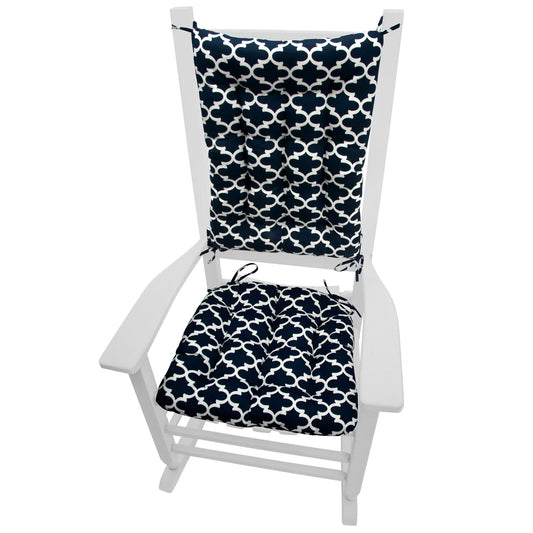 Fulton Ogee Navy Blue Indoor/Outdoor Rocking Chair Cushions - Barnett Home Decor - Blue - Indigo - Dark Blue - Ink Blue - Midnight