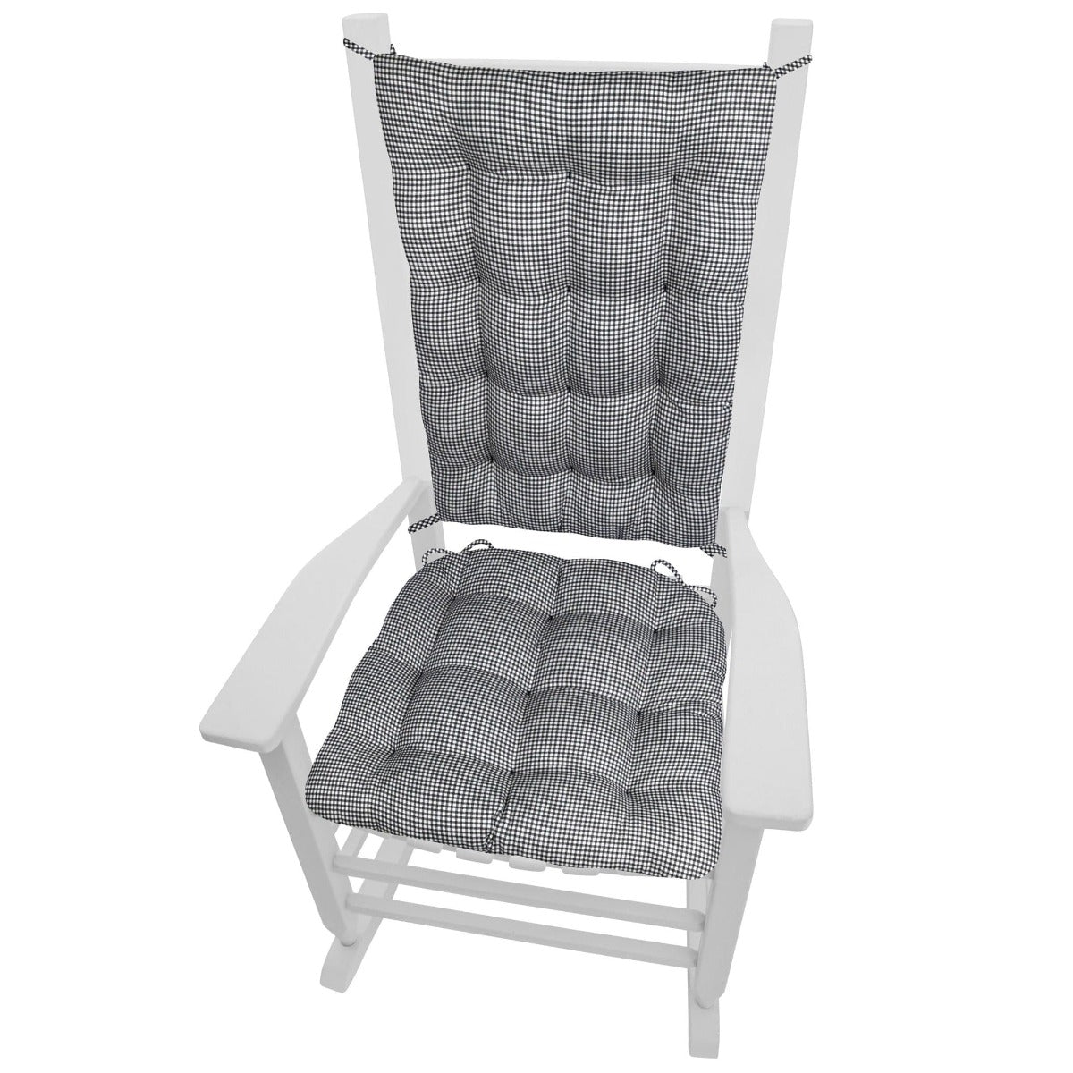 Madrid Black Gingham Rocking Chair Cushions - Barnett Home Decor - Black & White