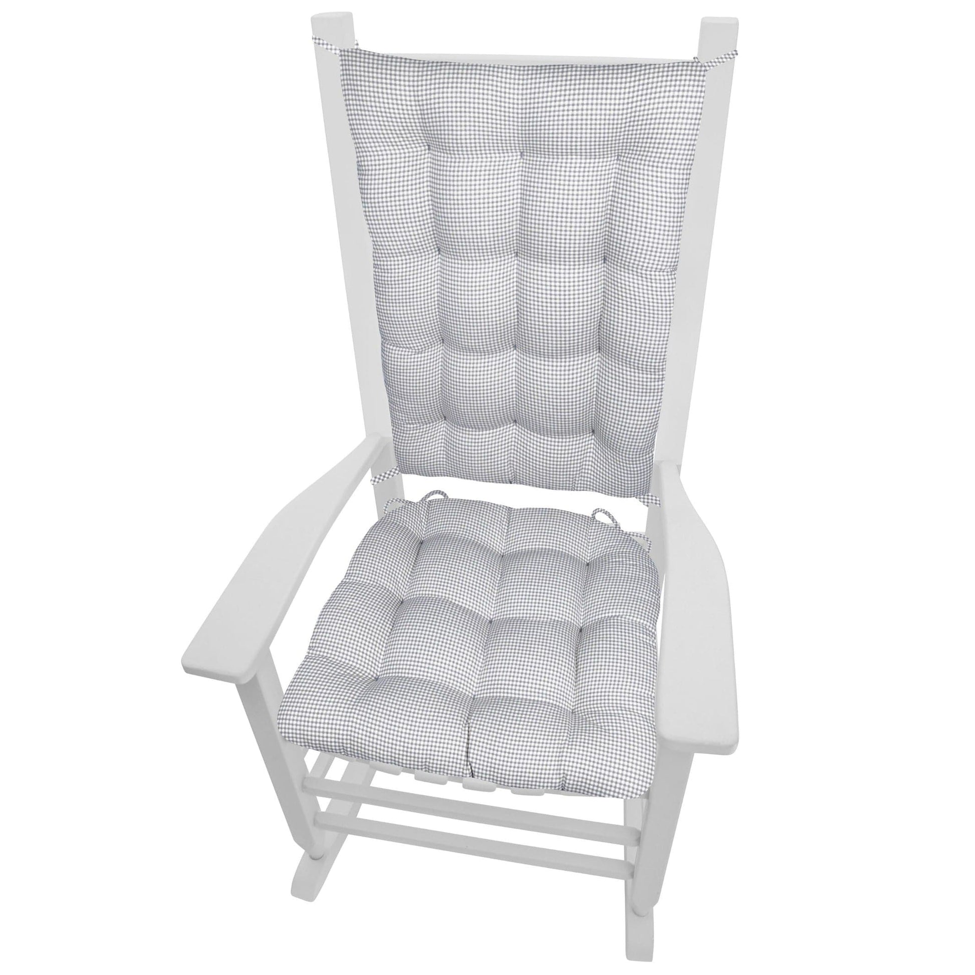Madrid Grey Gingham Rocking Chair Cushions - Barnett Home Decor - Grey & White