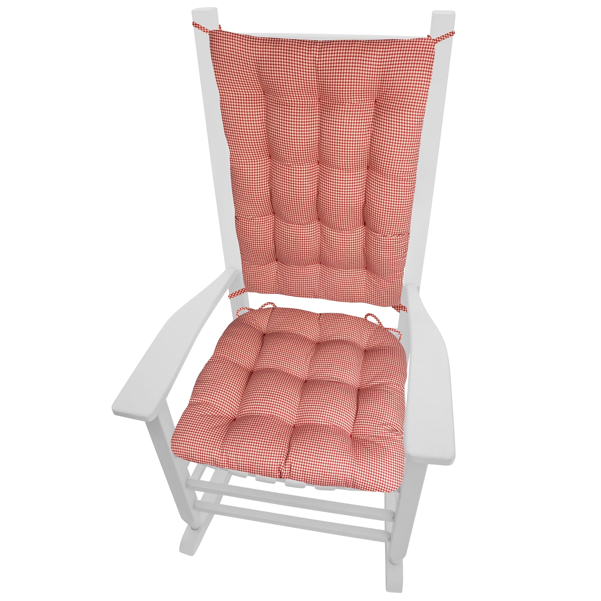 Madrid Red Gingham Rocking Chair Cushions - Barnett Home Decor - Red & White