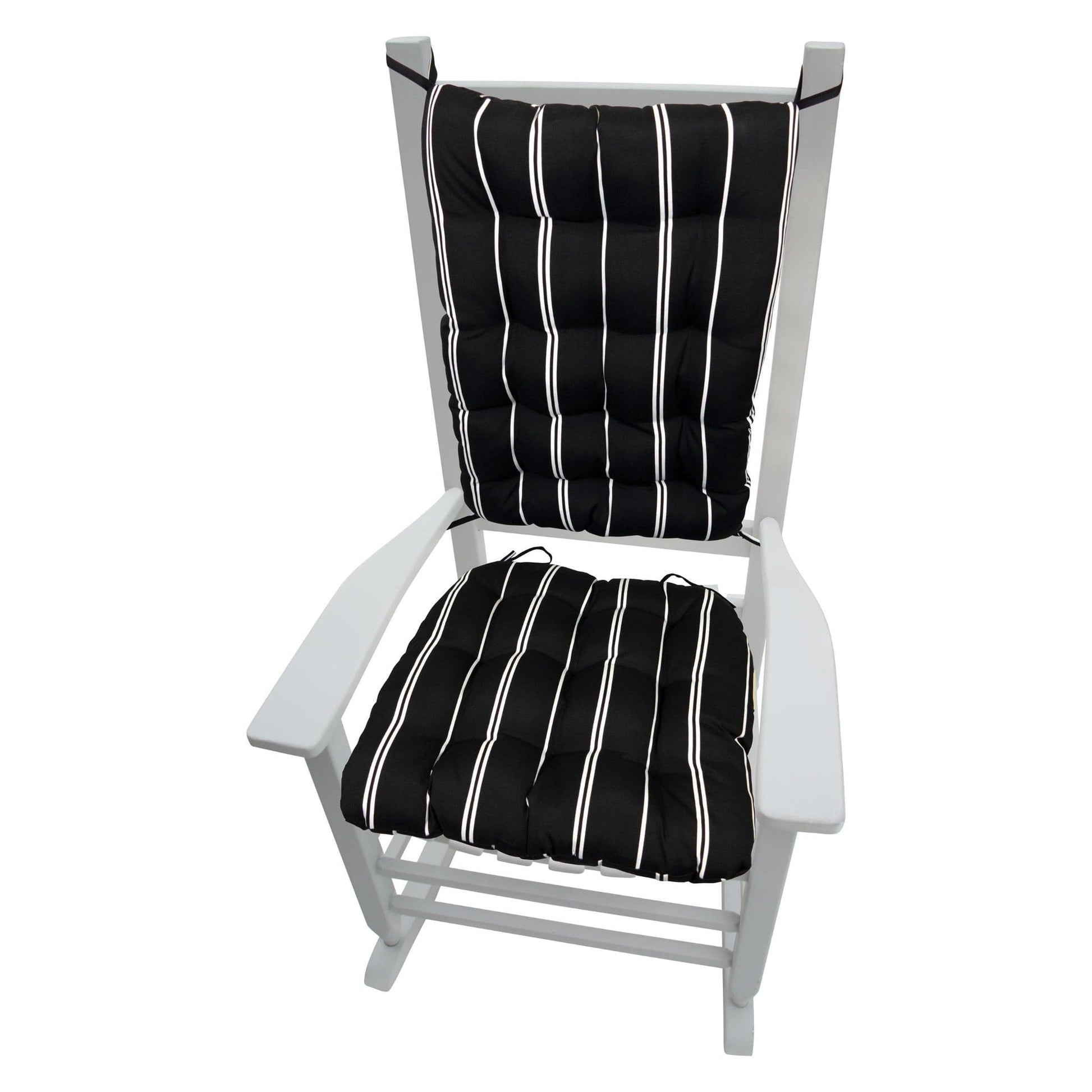 Pursuit indoor outdoor rocking chair cushions - barnett home decor - black and white striped