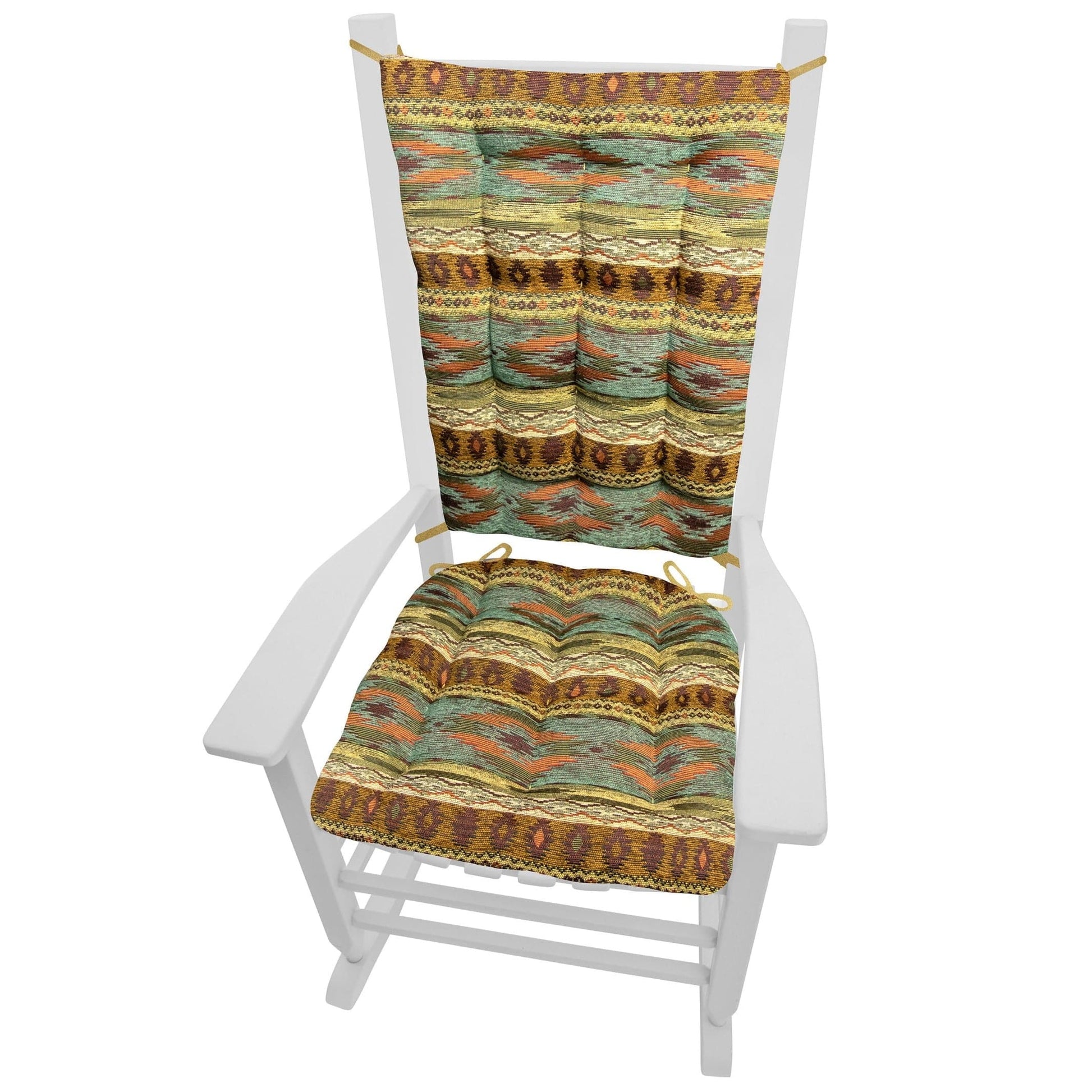 Southwest Tucson Desert Rocking Chair Cushions - Barnett Home Decor - Salmon, Azure, Sand, & Bronze