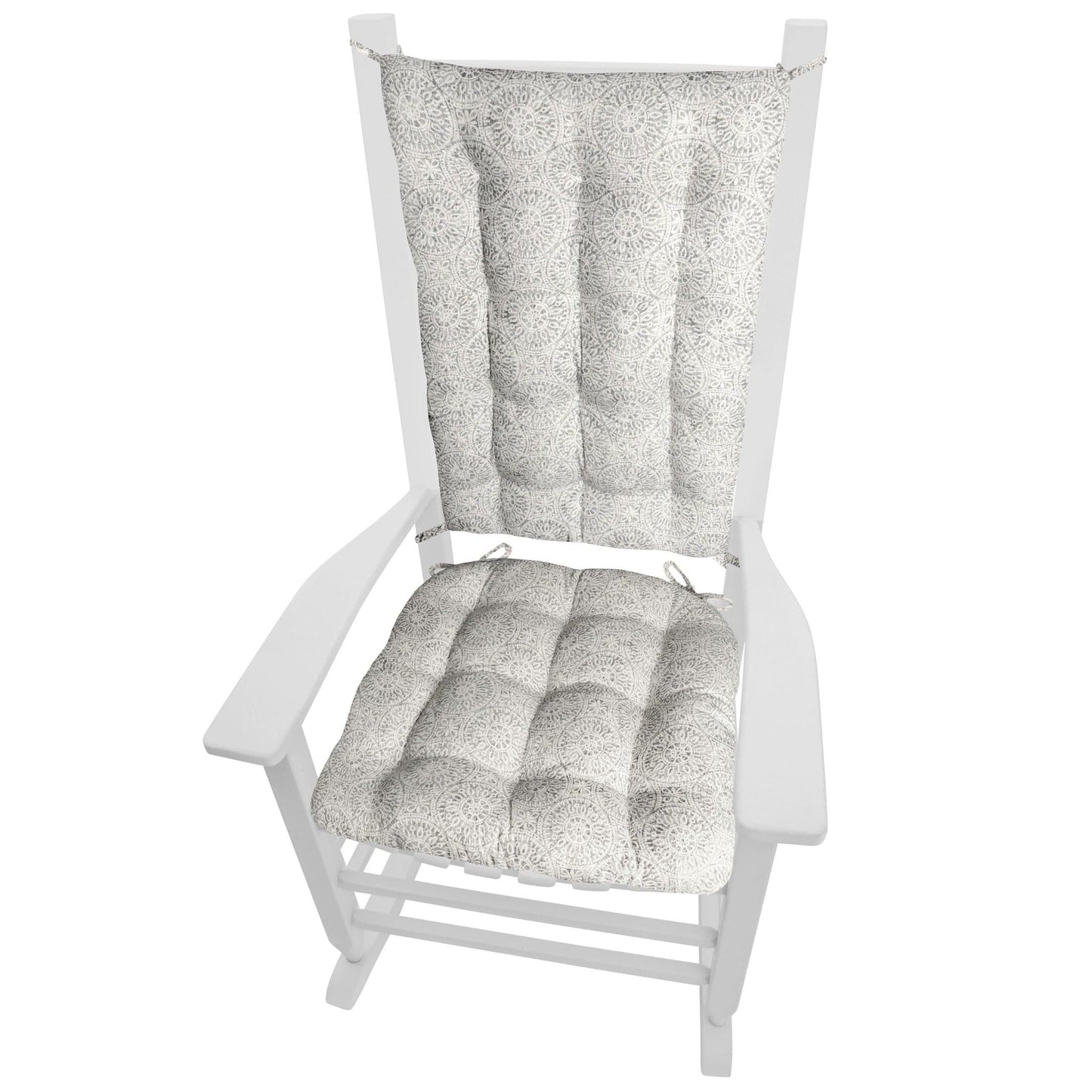 Tibet Grey Rocking Chair Cushions - Barnett Home Decor - Grey & White