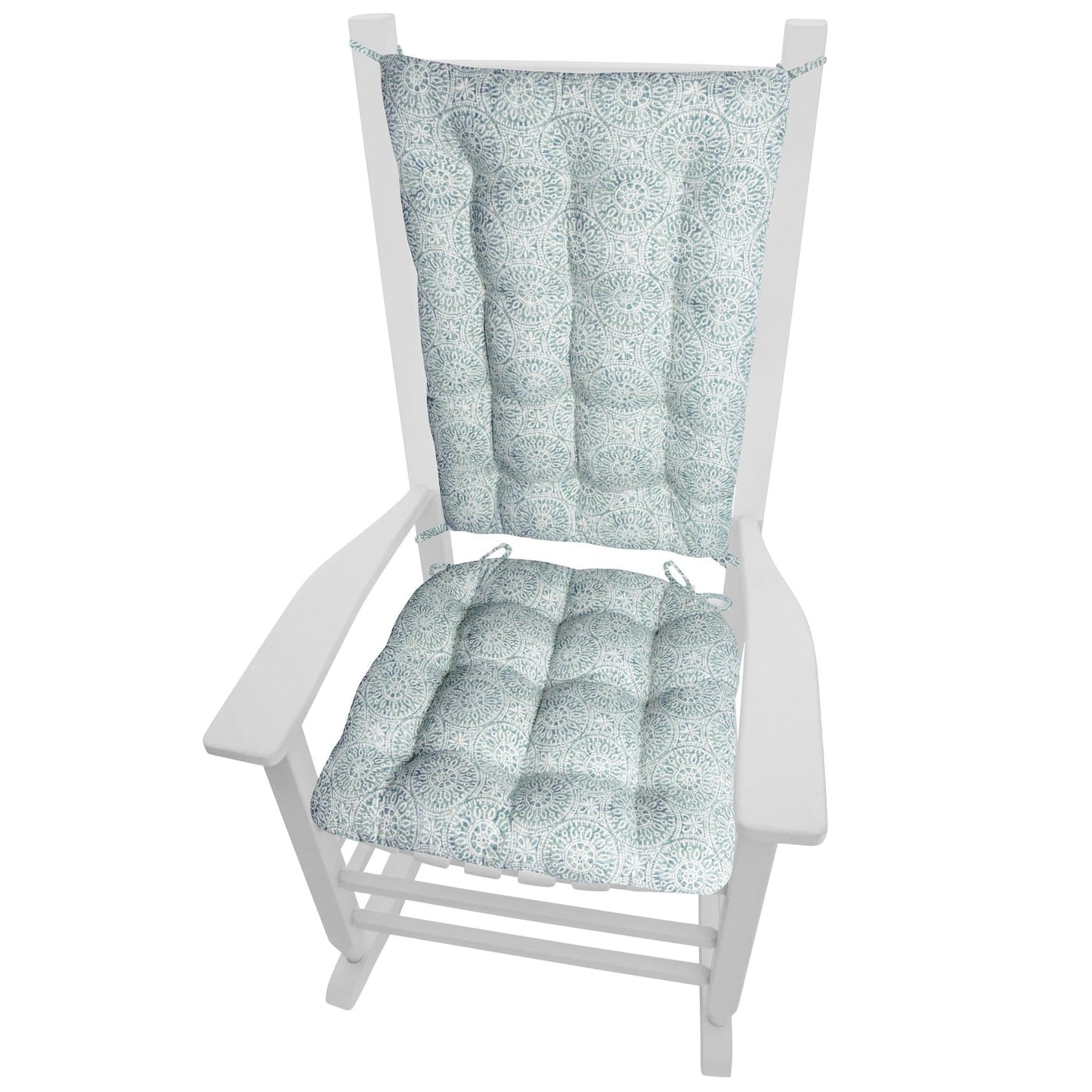 Tibet Spa Rocking Chair Cushions | Barnett Home Decor | Sea Green & Ocean Blue