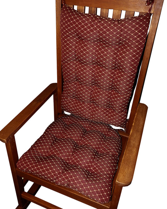 Tiffany Wine Red Brocade Rocking Chair Pads | Barnett Home Decor | Red