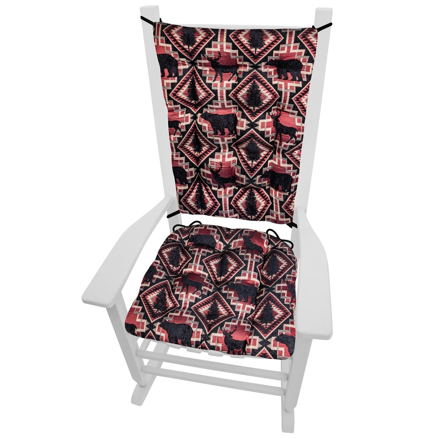 Woodlands Larston Brick Rocking Chair Cushions - Barnett Home Decor - Red & Black