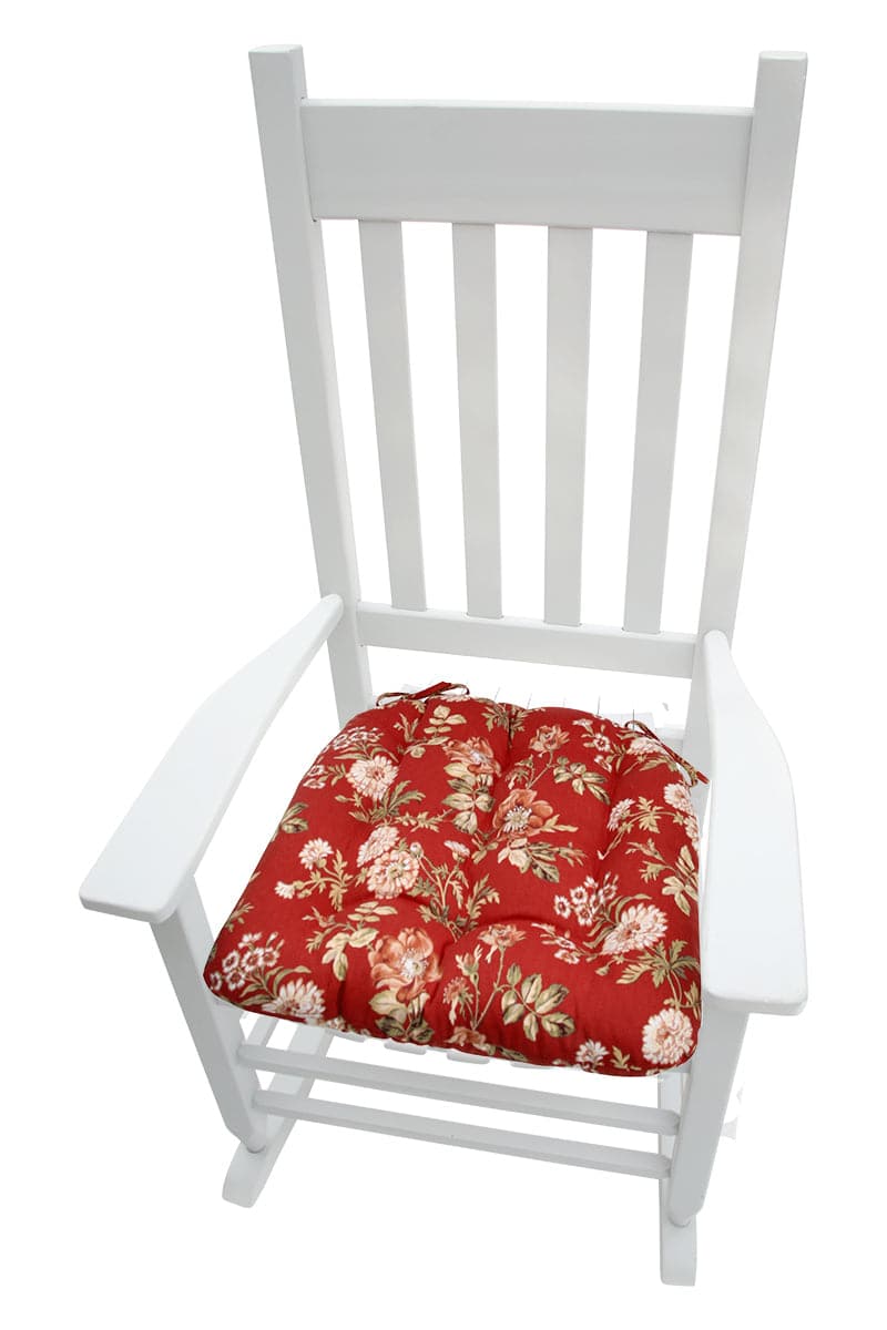 Farrell Red Wild Rose Rocking Chair Cushions - Latex Foam Fill - Made in USA - XXL