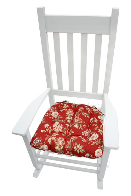 Farrell Red Wild Rose Rocking Chair Cushions - Latex Foam Fill - Made in USA - XXL
