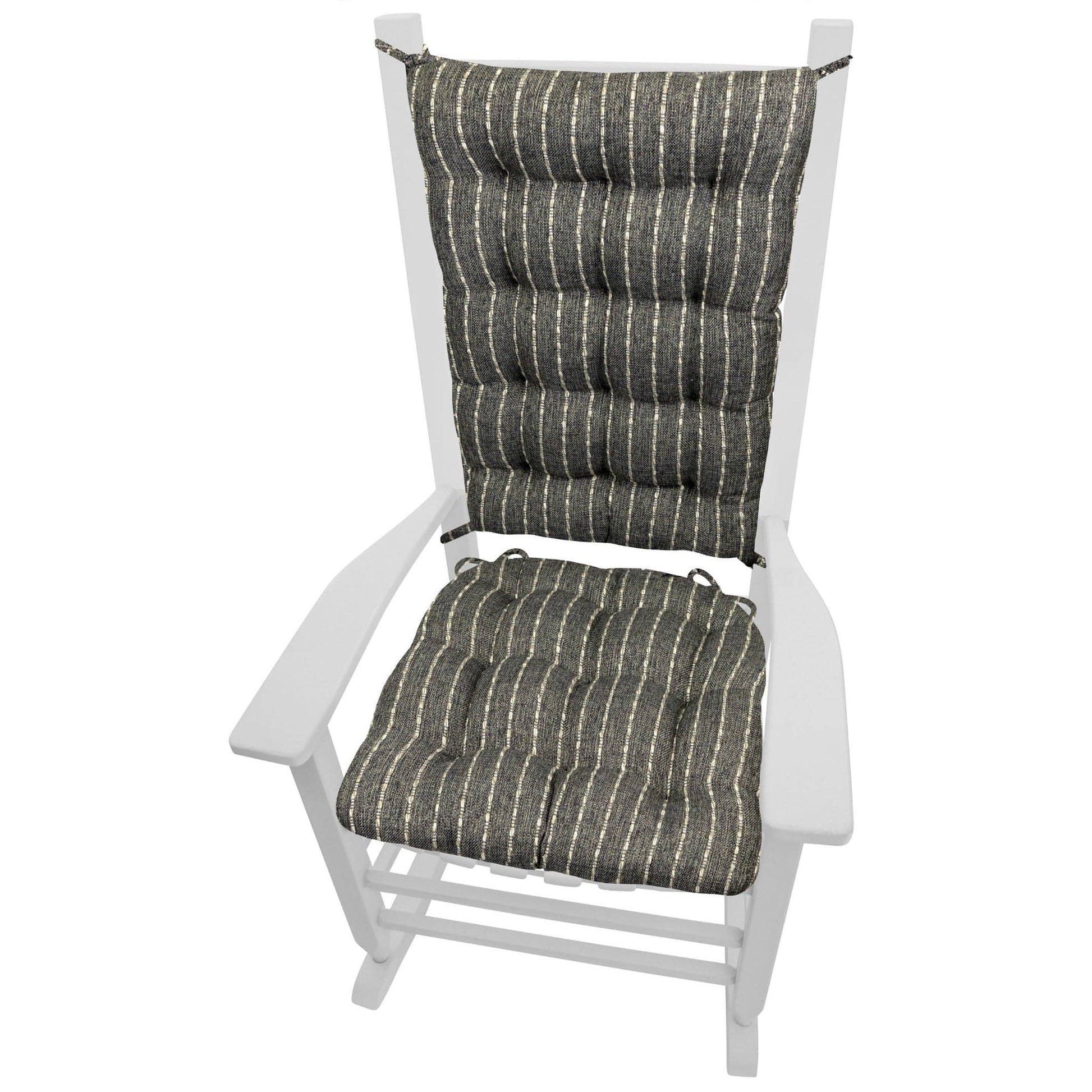Avante Striped Charcoal Black Rocking Chair Cushions - Latex Foam - Barnett Home Décor