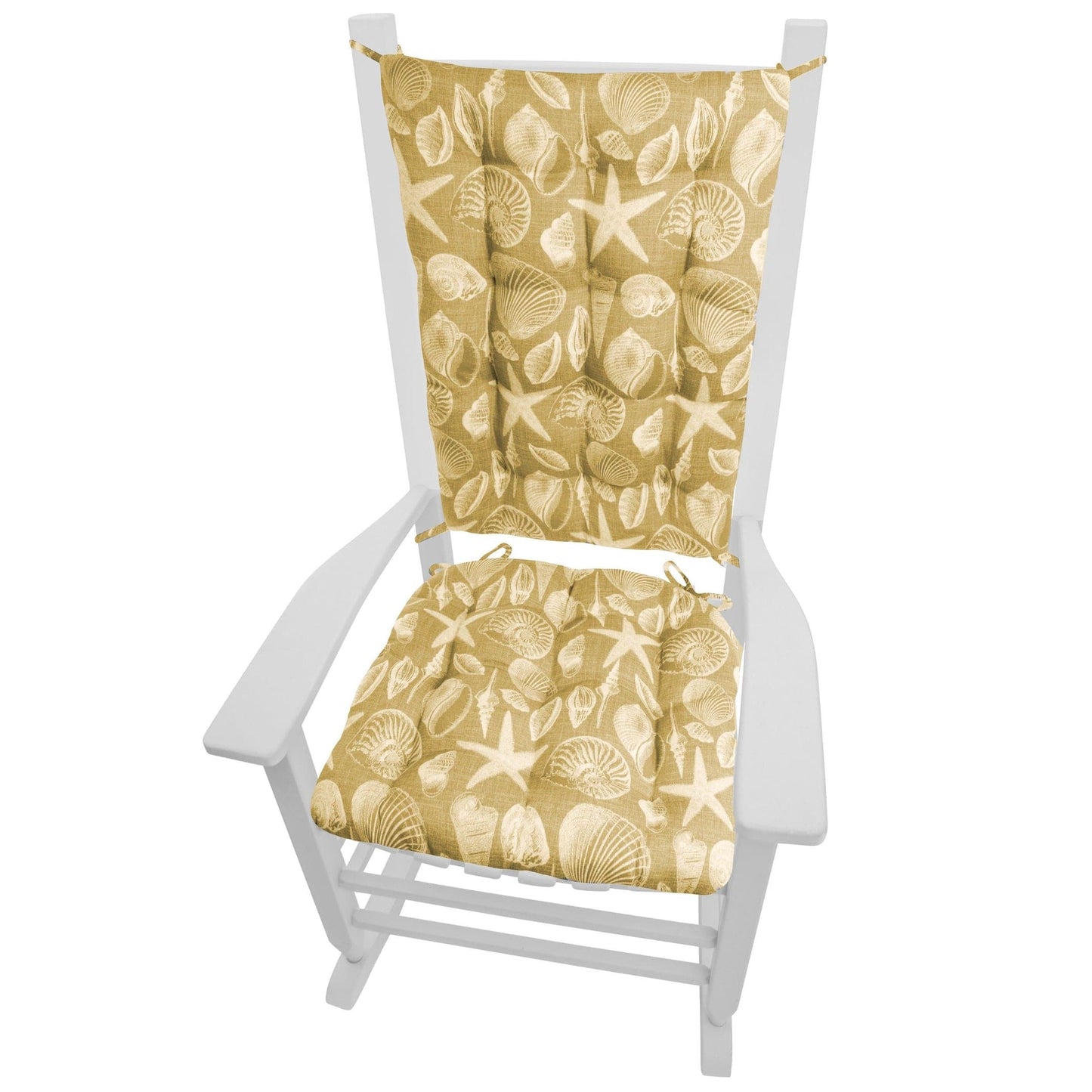 Shoreline Indoor/Outdoor Sand Rocking Chair Cushions - Barnett Home Decor - Tan - Aquatic - Oceanic - Coastal - New England