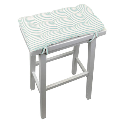 Ticking Stripe Aqua Saddle Stool Cushions - Barnett Home Decor - Gaucho Stool - Satori Cushions