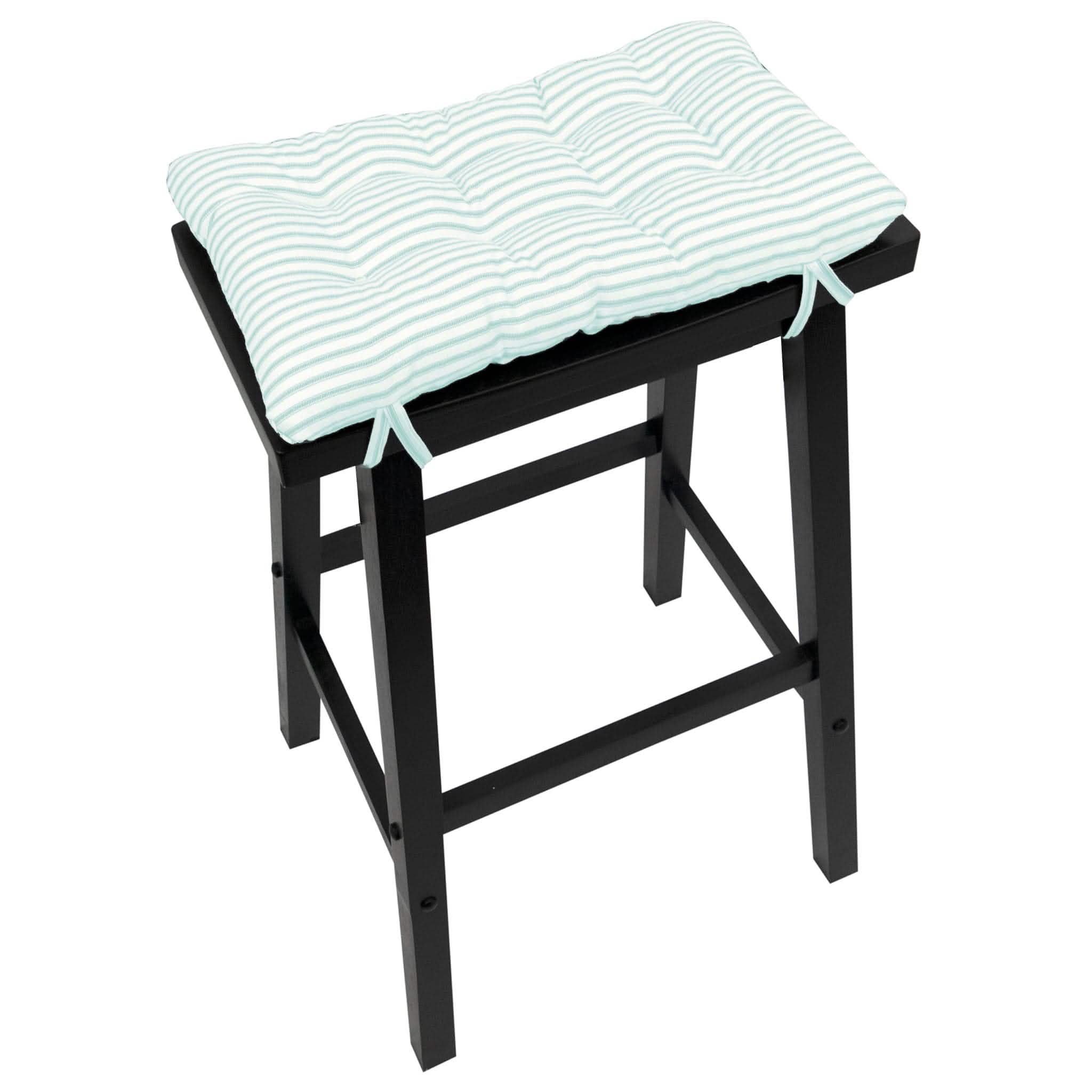 Ticking Stripe Aqua Saddle Stool Cushions Gaucho Stool Satori Seat