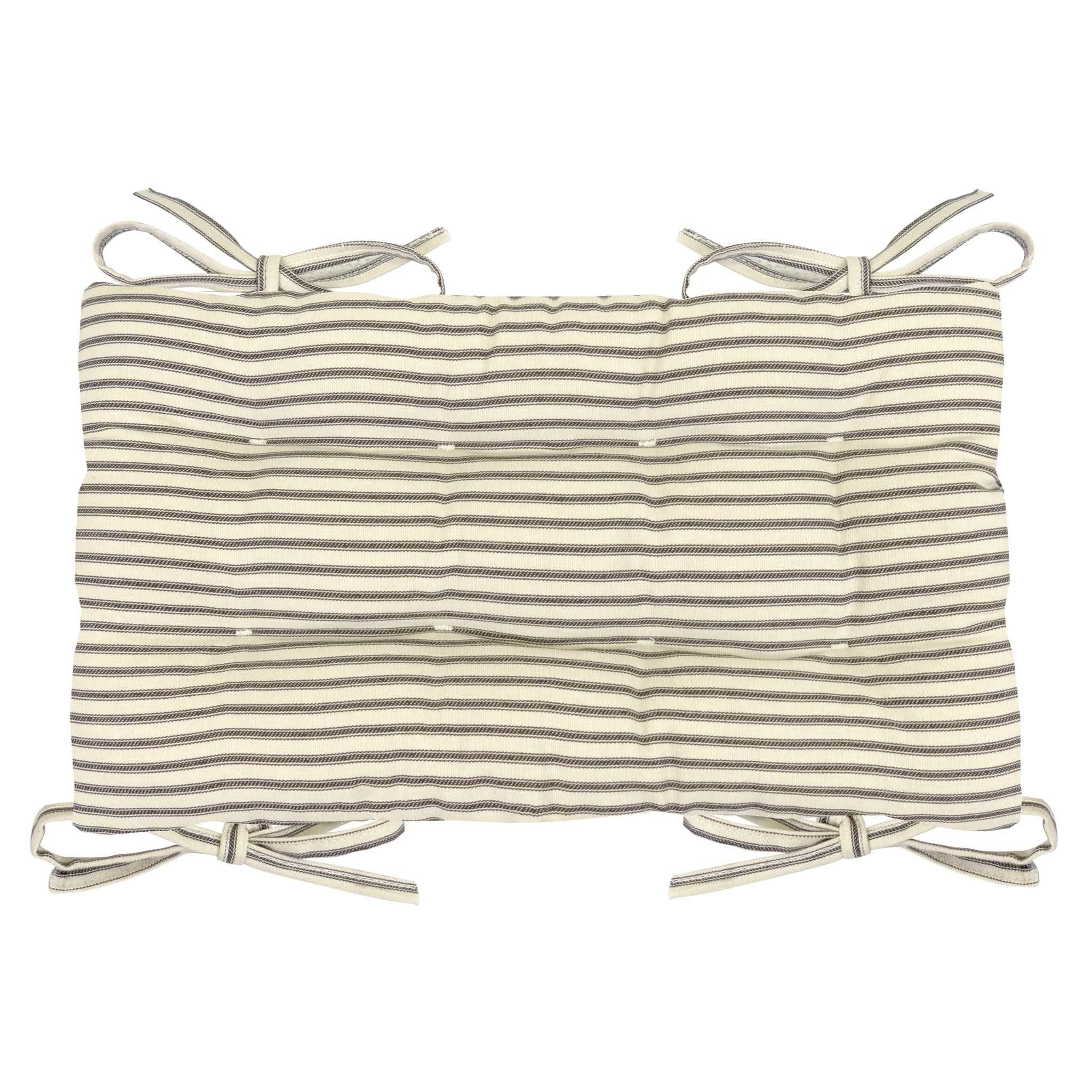Ticking Stripe Black Saddle Stool Cushions - Barnett Home Decor - Gaucho Stool - Satori Cushions - Black & White