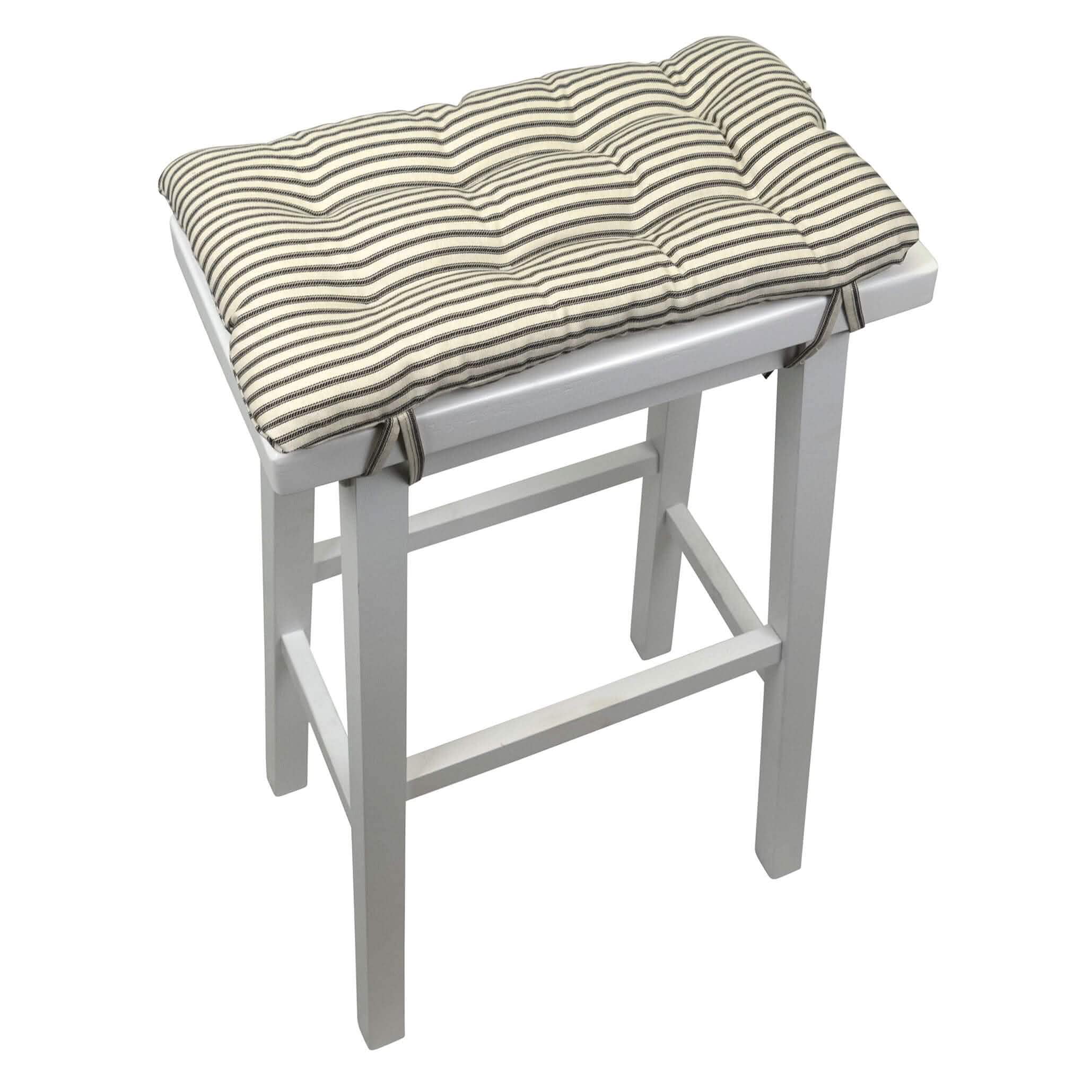 Ticking Stripe Black Saddle Stool Cushions - Barnett Home Decor - Gaucho Stool - Satori Cushions - Black & White