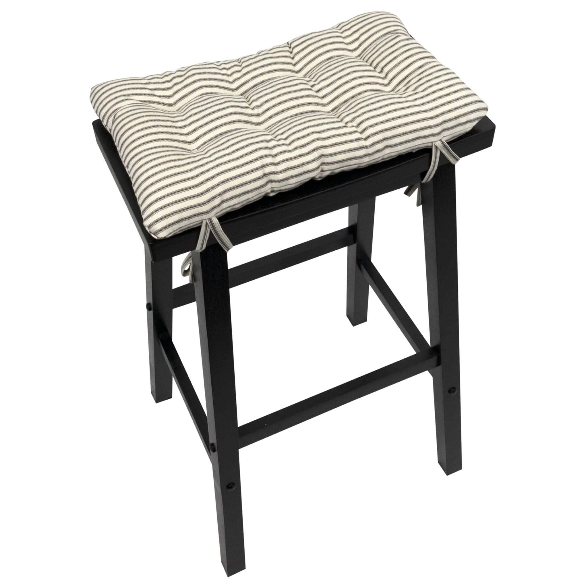 Ticking Stripe Black Saddle Stool Cushions - Barnett Home Decor - Gaucho Stool - Satori Cushions - Black & White