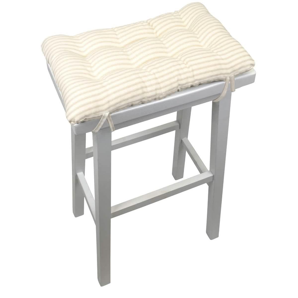 Ticking Stripe Natural Saddle Stool Cushions - Barnett Home Decor - Gaucho Stool - Satori Cushions