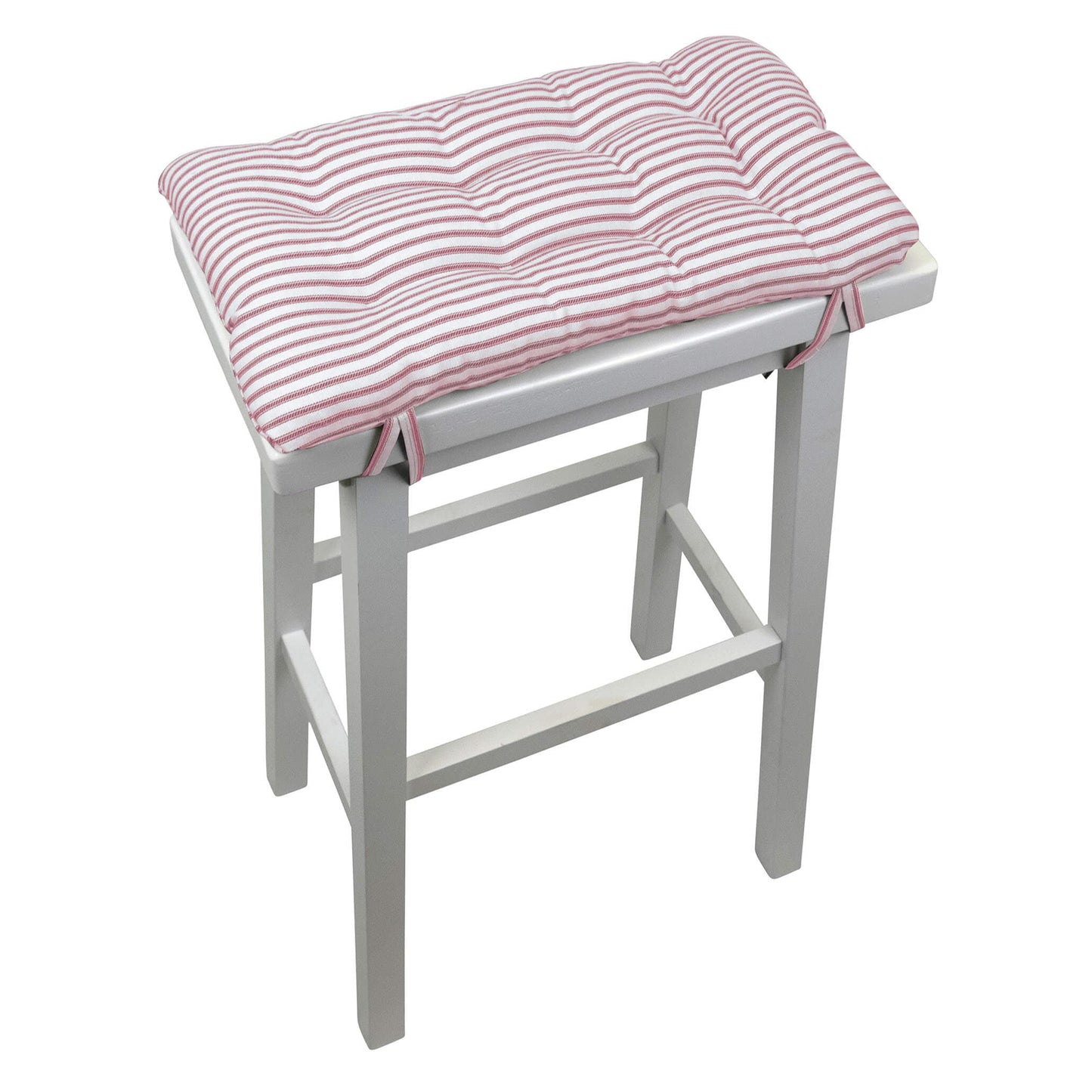 Ticking Stripe Red Saddle Stool Cushions - Barnett Home Decor - Gaucho Stool - Satori Cushions - Striped - Red & White