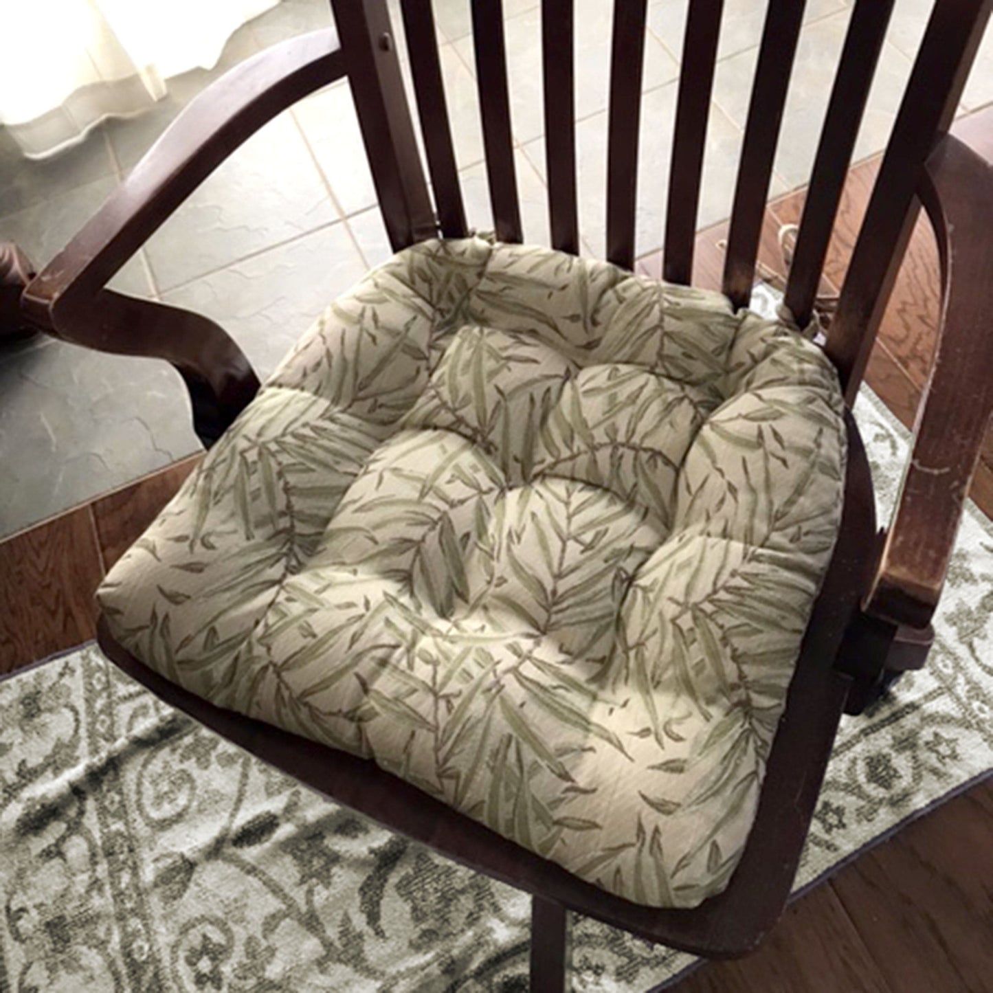 San Marino Palm Green Dining Chair Pad - Latex Foam Fill