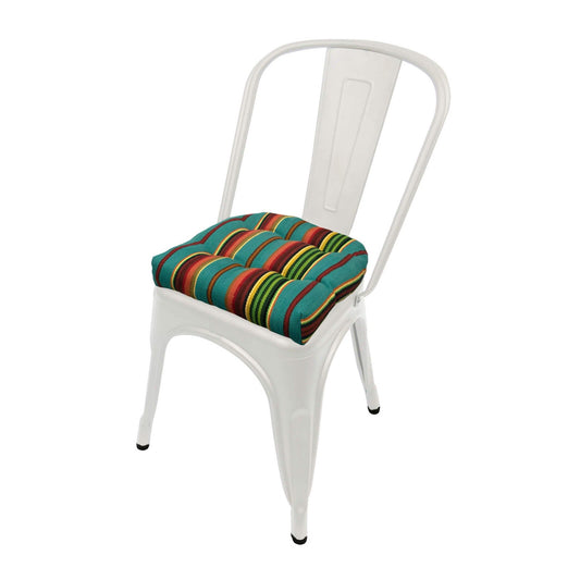 sante fe serape stripe aqua red industrial tolix chair cushion for metal chairs