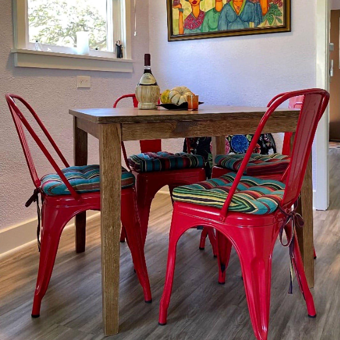 Santa Fe Serape Stripe Industrial Chair Pad - Latex Foam Fill - Barnett Home Decor