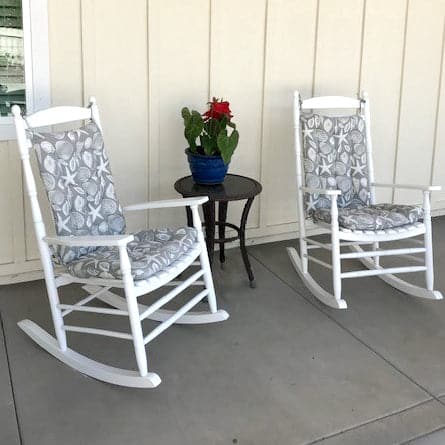 Shoreline Indoor/Outdoor Grey Rocking Chair Cushions - Barnett Home Decor - Grey & White - Aquatic - Oceanic - Coastal - New England