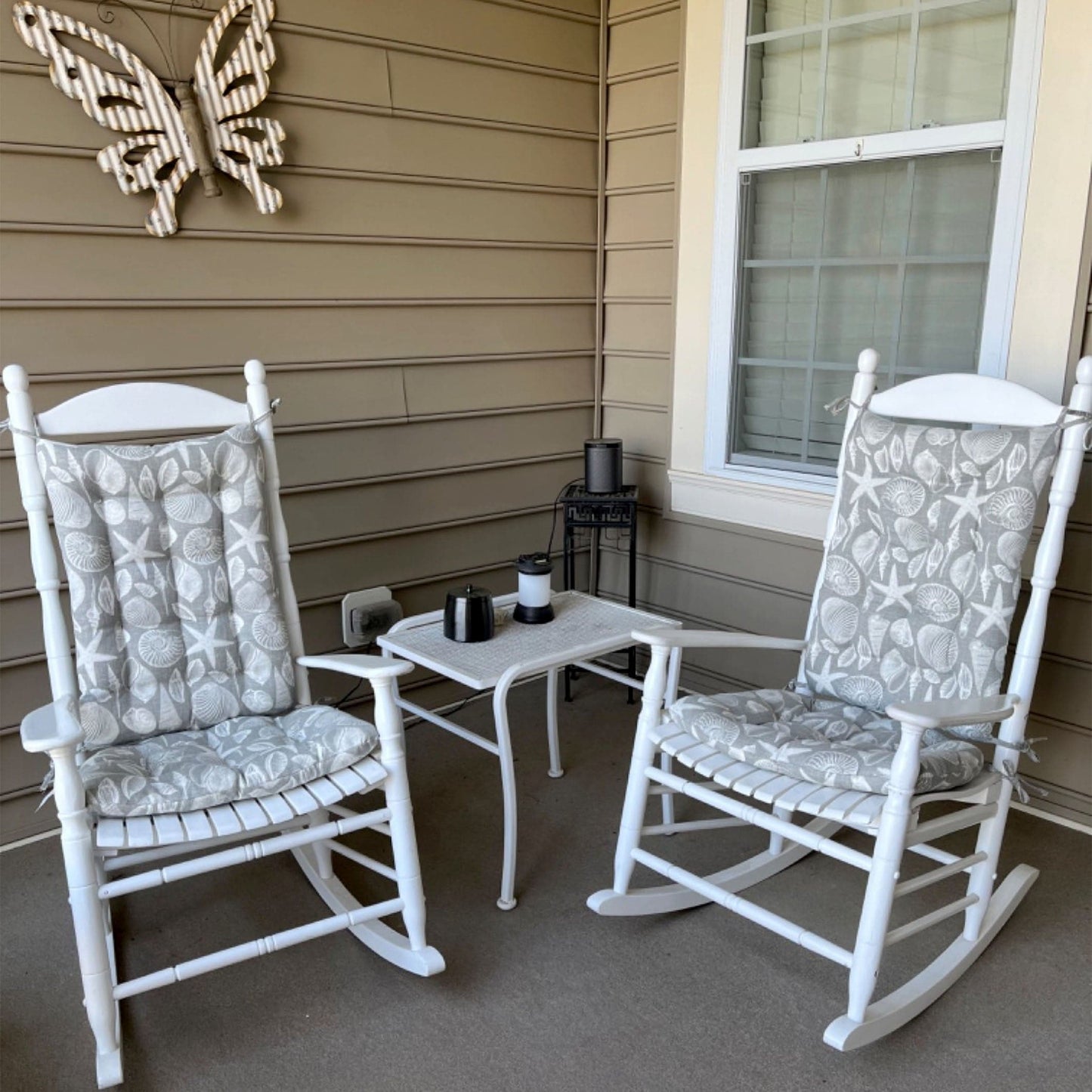 Shoreline Grey Porch Rocker Cushions - Latex Foam Fill