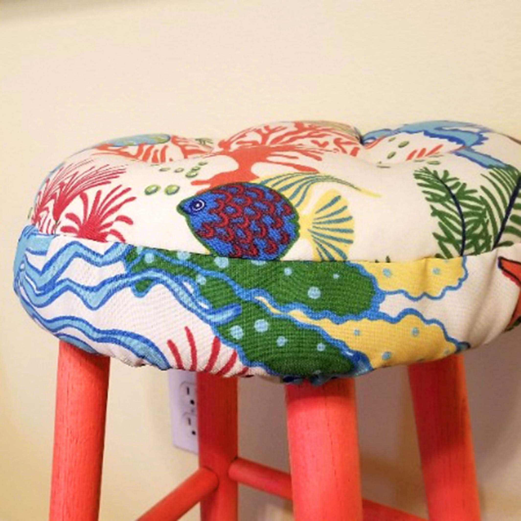 Multi- colored beachy Round Bar Stool Cushion Pads