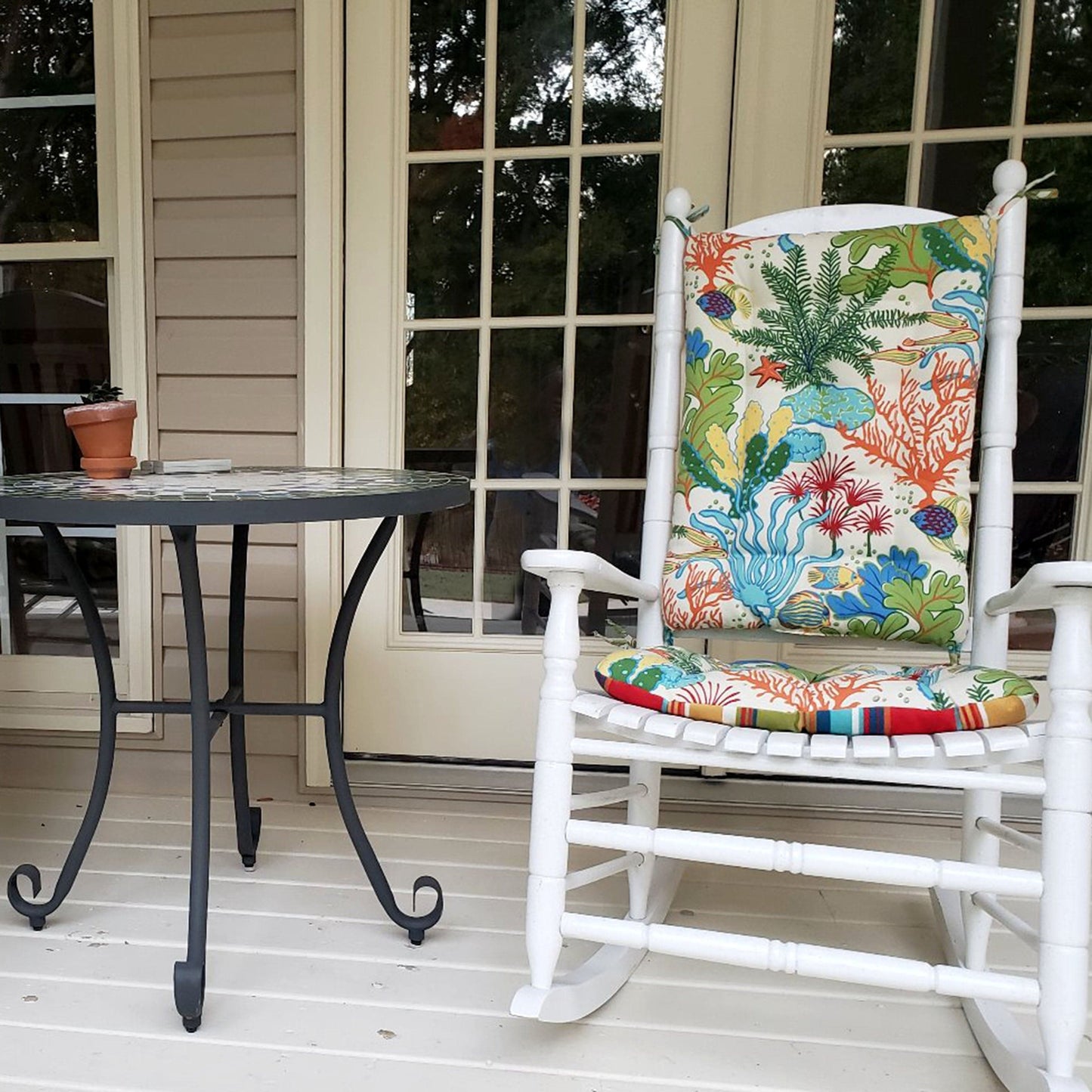 Splish Splash Indoor/Outdoor Rocking Chair Cushions | Barnett Home Decor | Blue, Green, Red, & Orange