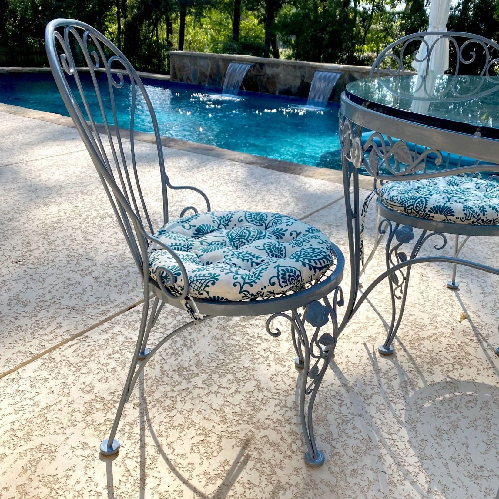 Bistro Chair Cushion Sylvan Teal 16" Outdoor Round Chair Cushion Home Decor