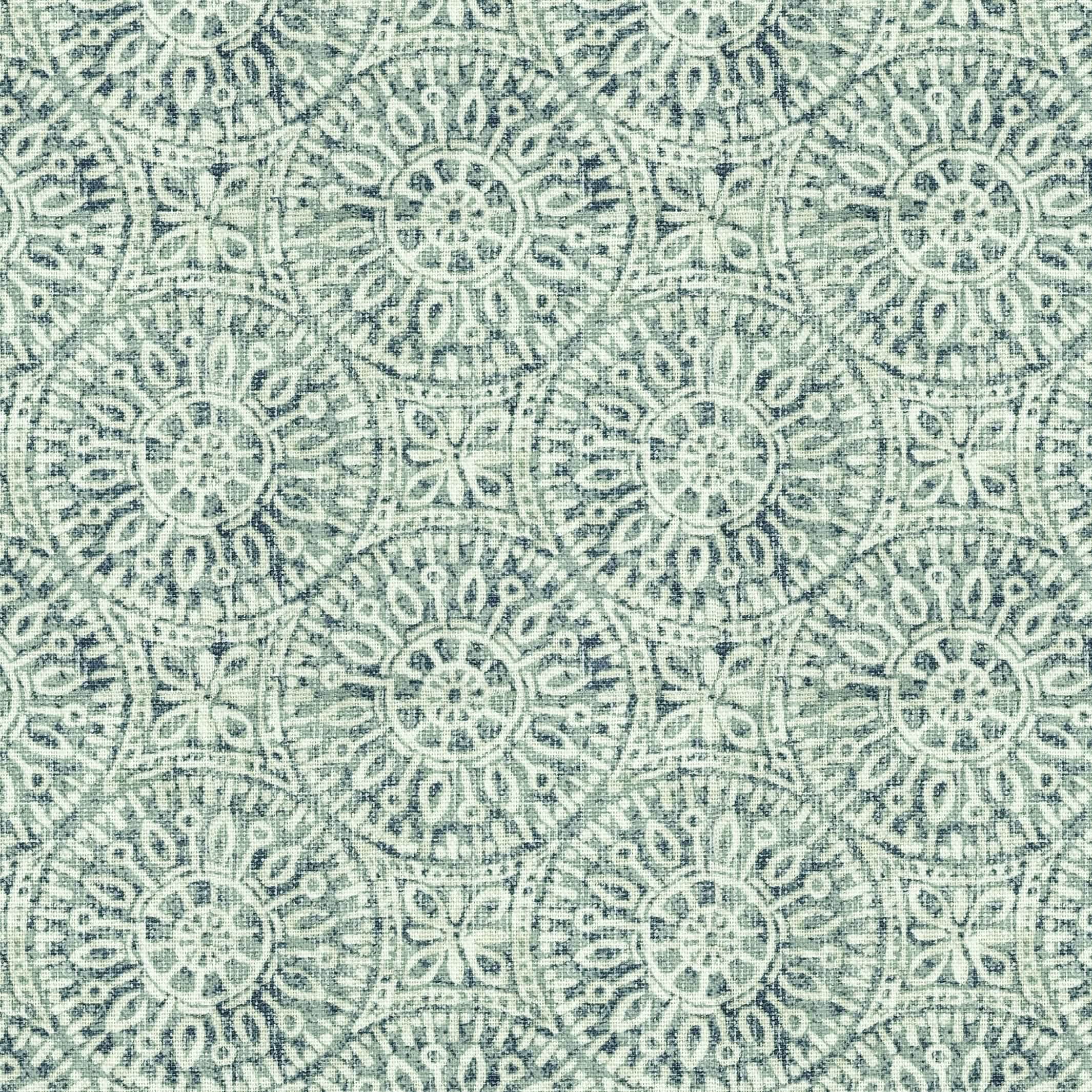Tibet Mandalas Spa Aqua Cafe Valance - Straight Tailored Window Treatment