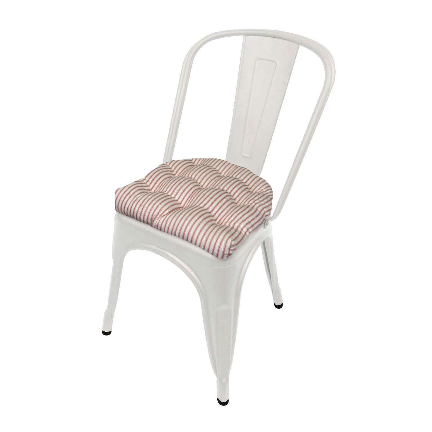 Ticking Stripe Red Tolix Chair Cushion  | Barnett Home Decor