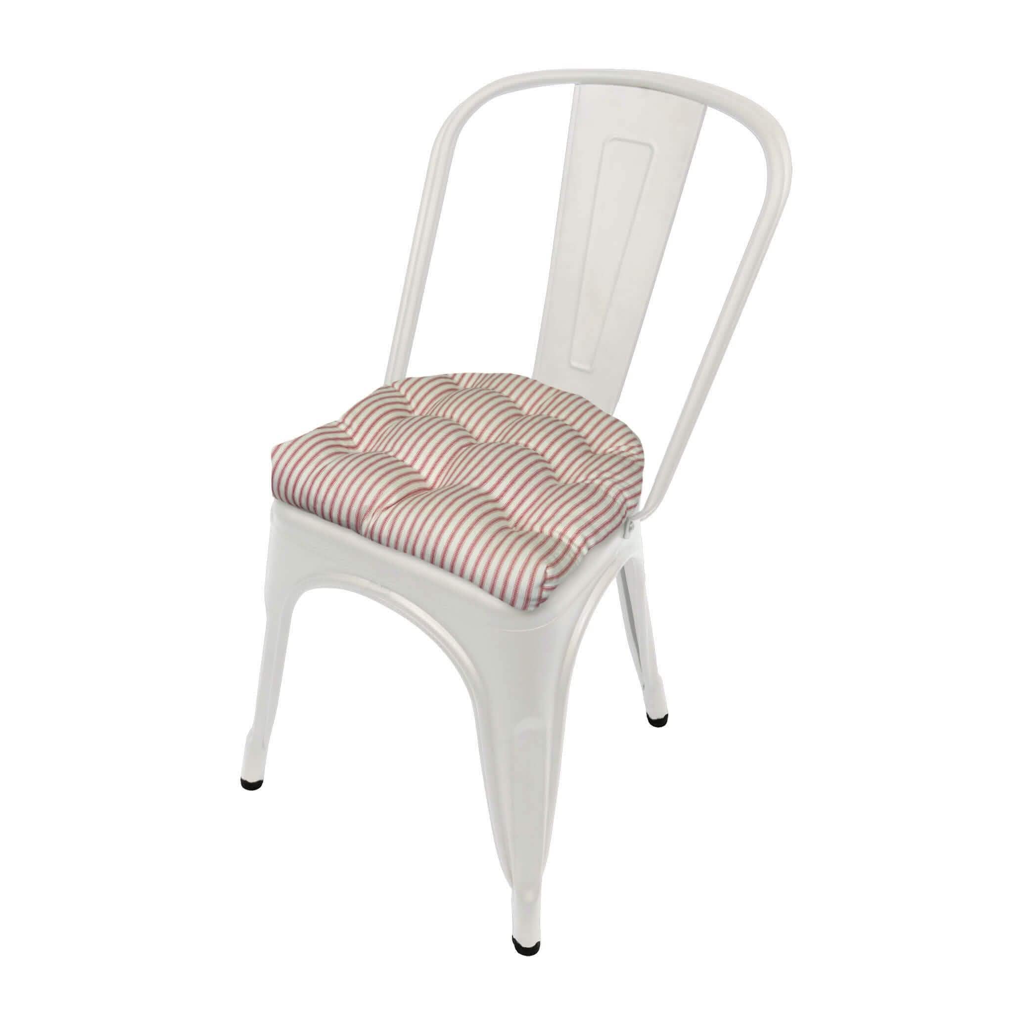 Ticking Stripe Red Tolix Chair Cushion  | Barnett Home Decor