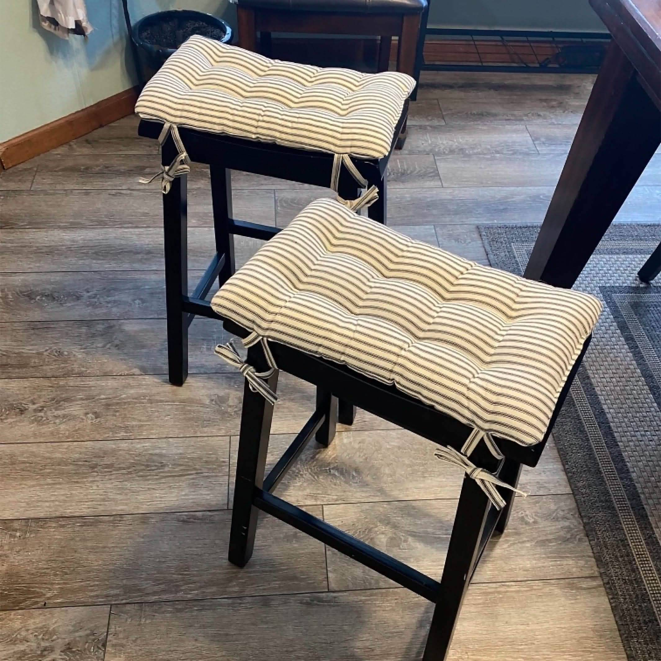 Black Stripe Long Stool Cushion Pads