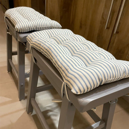 Blue Striped Long Stool Cushion Pads