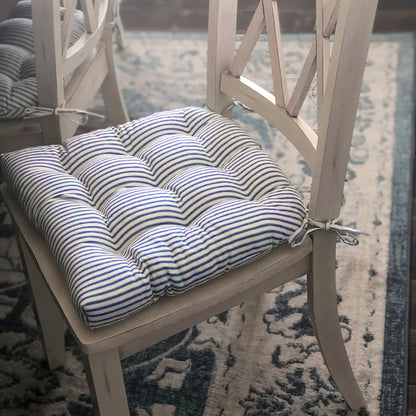 Navy Blue Striped Kitchen Dining Chair Cushion Pads