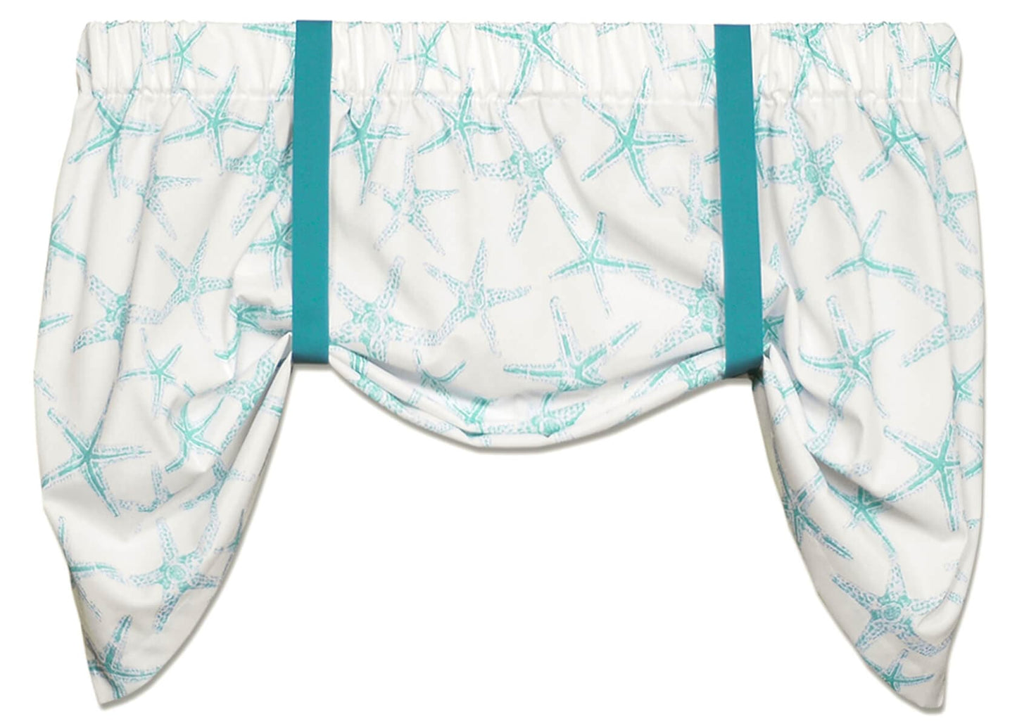 Sea Shore Starfish Aqua Tie-up Valances | Barnett Home Decor