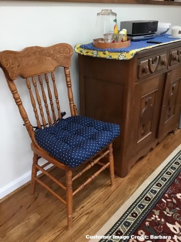 Tiffany Navy Blue Brocade Dining Chair Pads - Barnett Home Decor - Blue