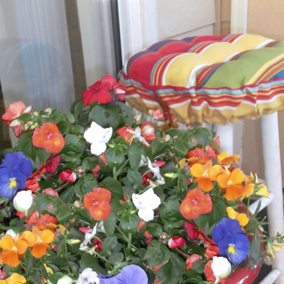 Round Striped Multi - colored Beachy Bar stool cover