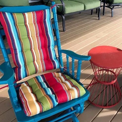 Multi Stripe Beachy Rocking Chair Cushion Pads