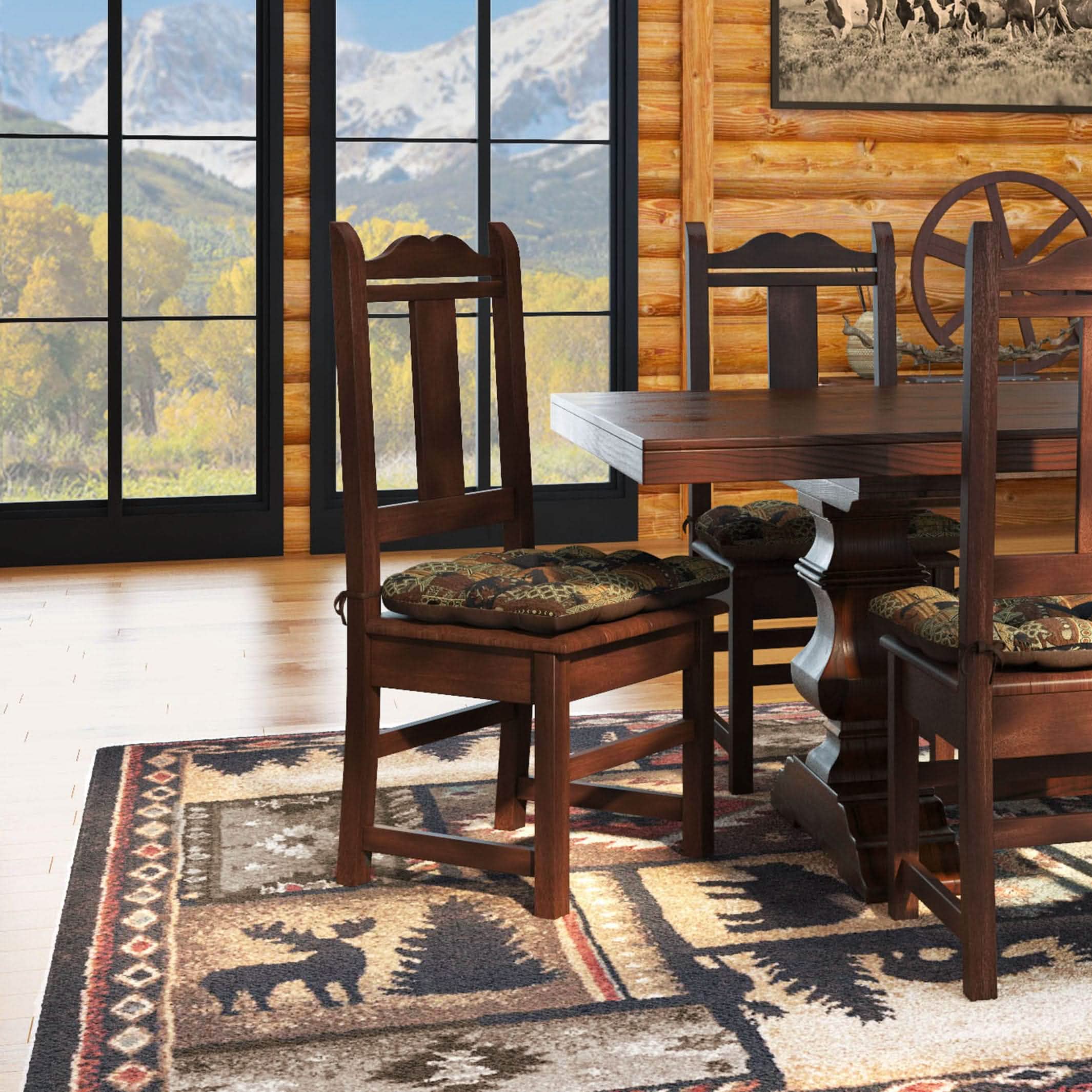 Woodlands Brentwood Dining Chair Pads with Ties - Latex Foam Fill - Rustic Lodge