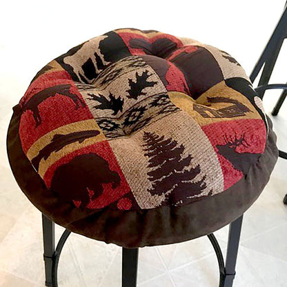 Woodlands Fairbanks Bar Stool Cover | Barnett Home Decor | Red, Brown, Yellow, & Beige